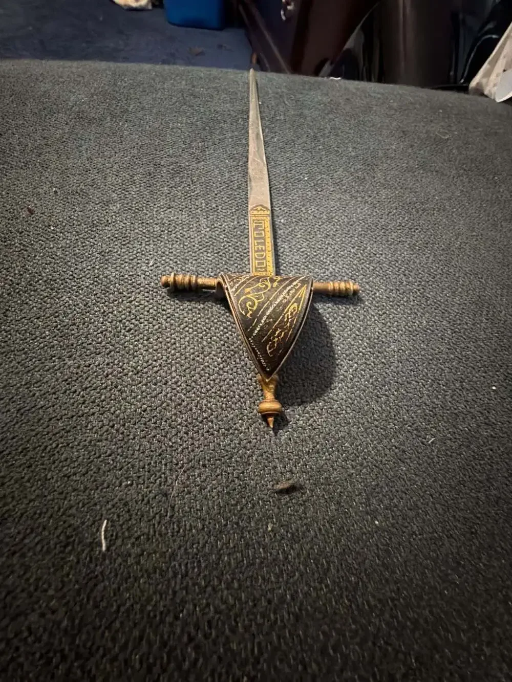 Vintage Spanish Toledo Damascene Letter Opener Sword uncommon